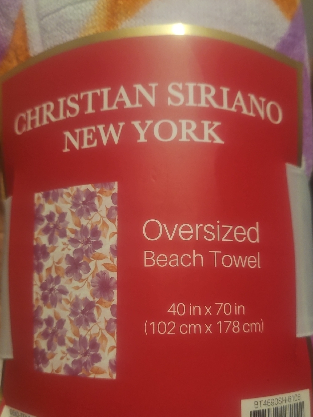 Christian Siriano Purple and Orange Floral Towel